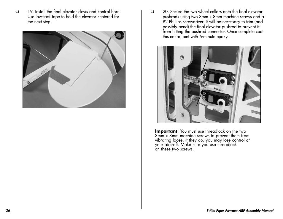 E-flite Piper Pawnee 15e ARF User Manual | Page 36 / 48