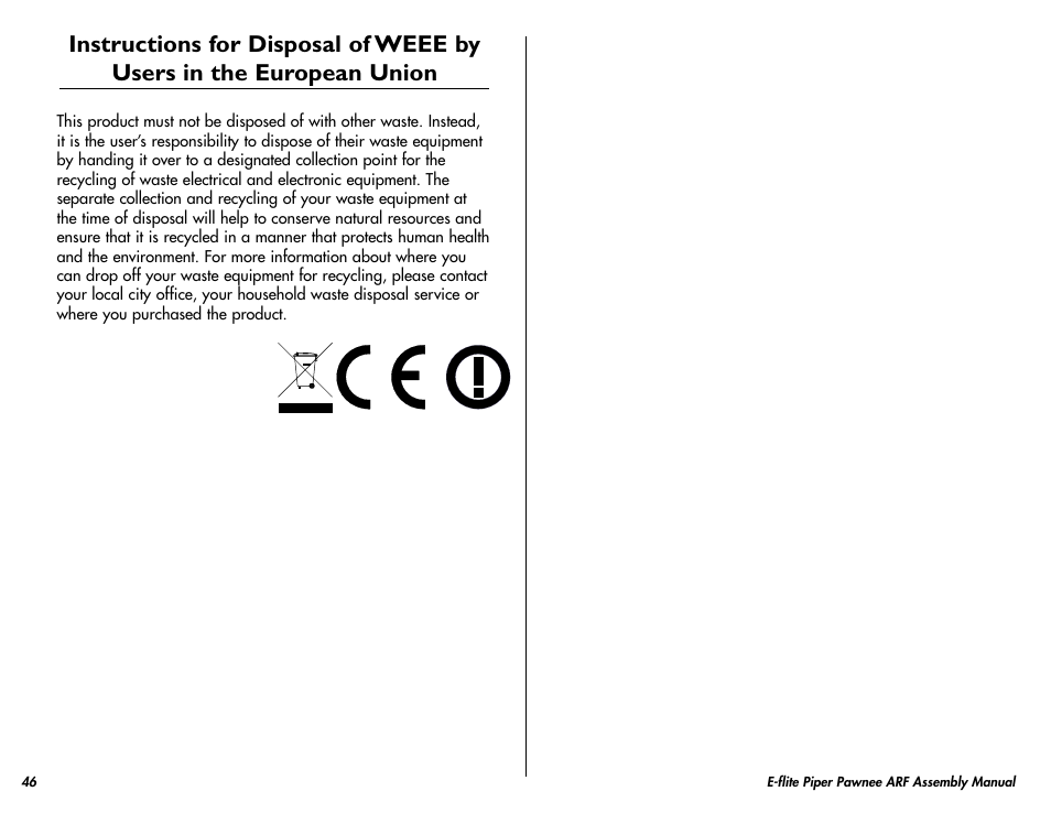 E-flite Piper Pawnee 15e ARF User Manual | Page 46 / 48