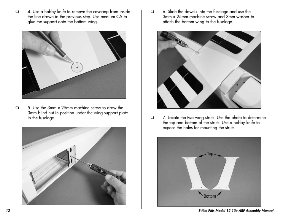 E-flite Pitts Model 12 15e ARF User Manual | Page 12 / 36