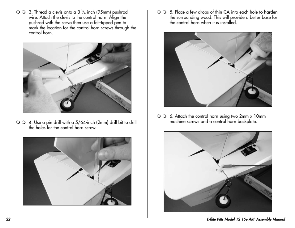 E-flite Pitts Model 12 15e ARF User Manual | Page 22 / 36