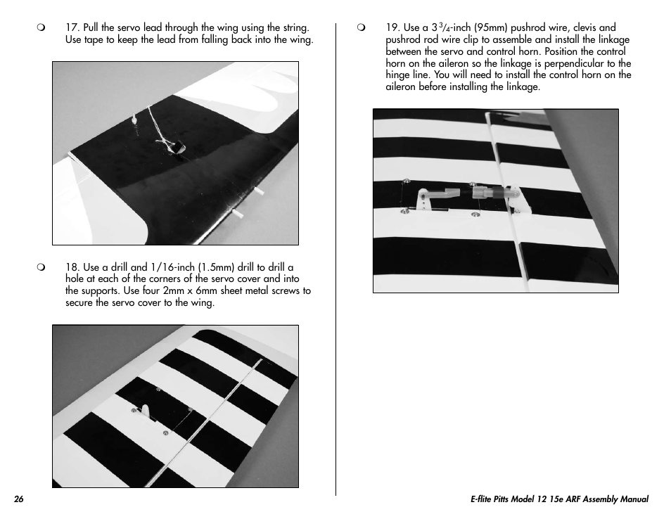 E-flite Pitts Model 12 15e ARF User Manual | Page 26 / 36