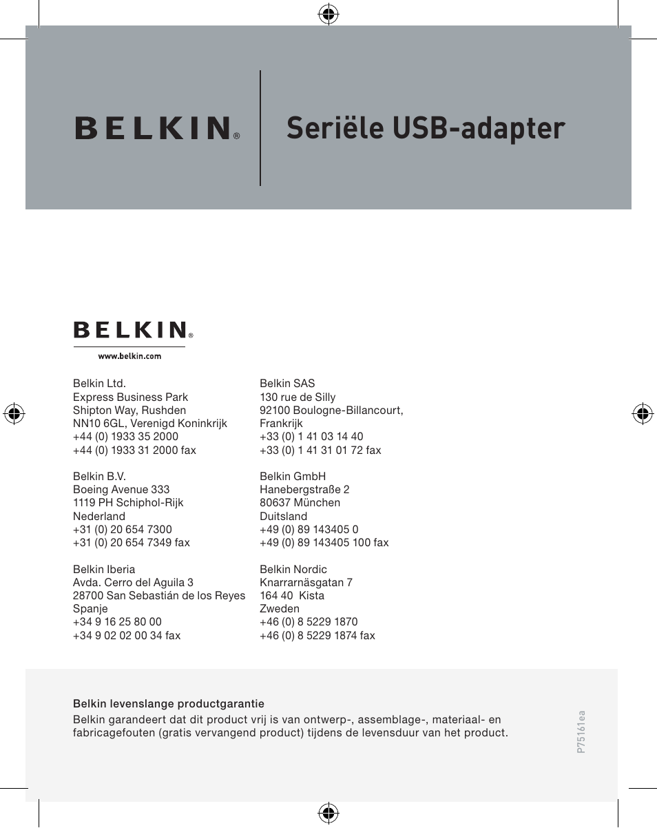 Seriële usb-adapter | Belkin F5U103VEA User Manual | Page 26 / 40