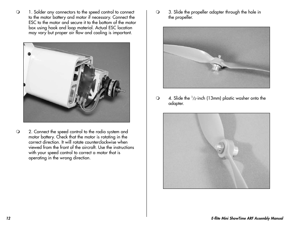 E-flite Mini ShowTime 4D ARF User Manual | Page 12 / 36