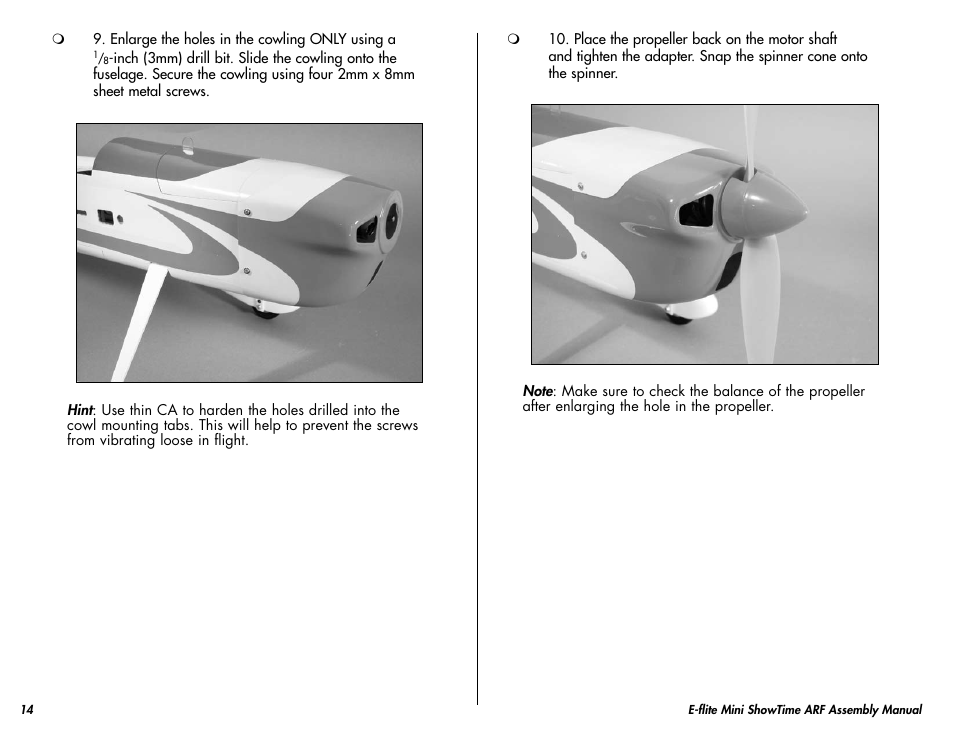 E-flite Mini ShowTime 4D ARF User Manual | Page 14 / 36