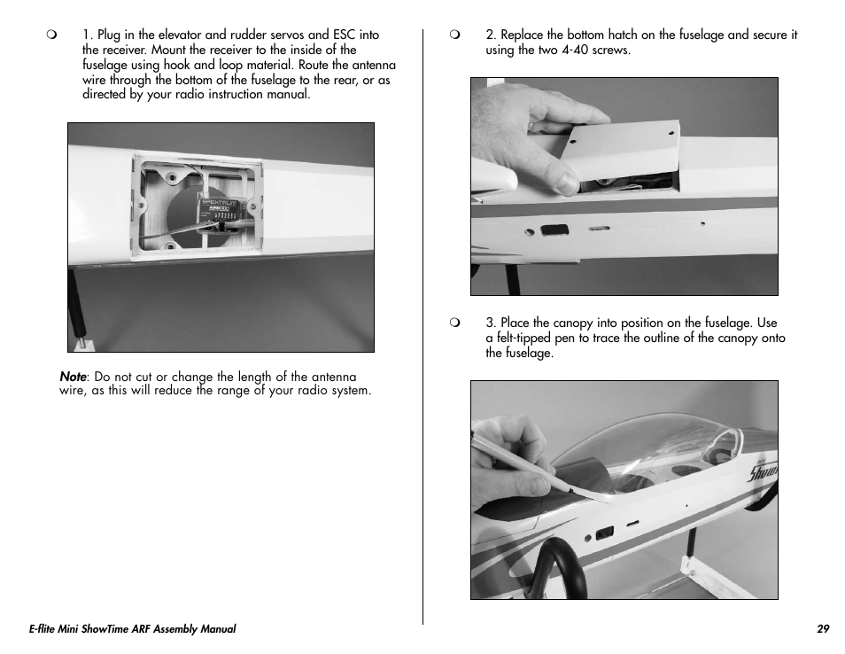 E-flite Mini ShowTime 4D ARF User Manual | Page 29 / 36