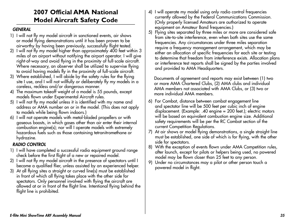 E-flite Mini ShowTime 4D ARF User Manual | Page 35 / 36