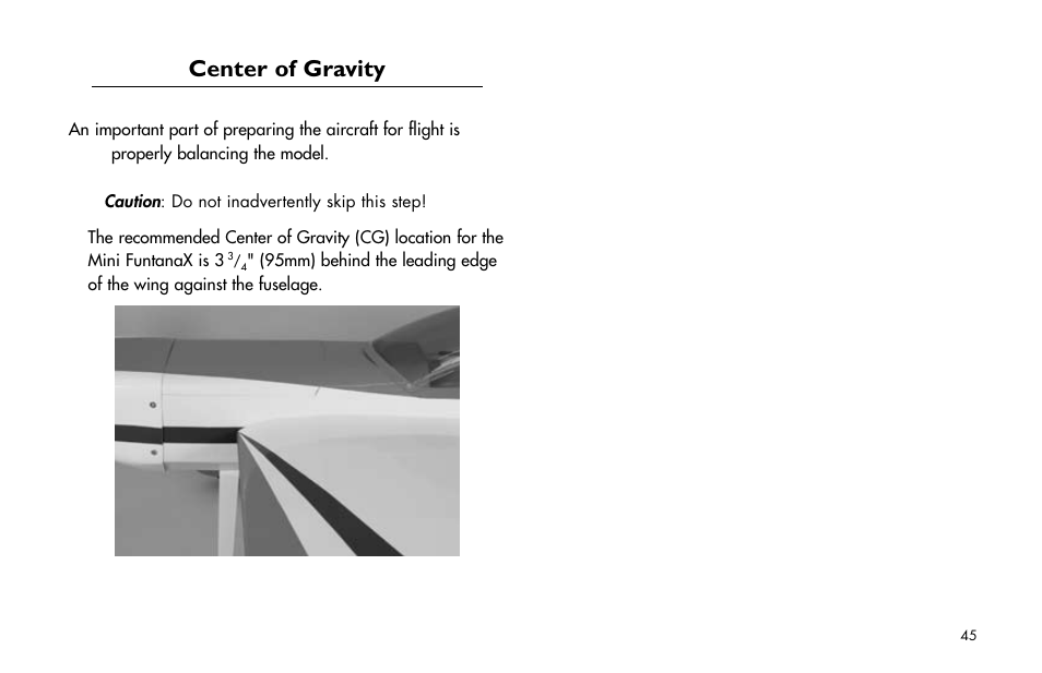 Center of gravity, Center.of.gravity | E-flite Mini Funtana X ARF User Manual | Page 45 / 52