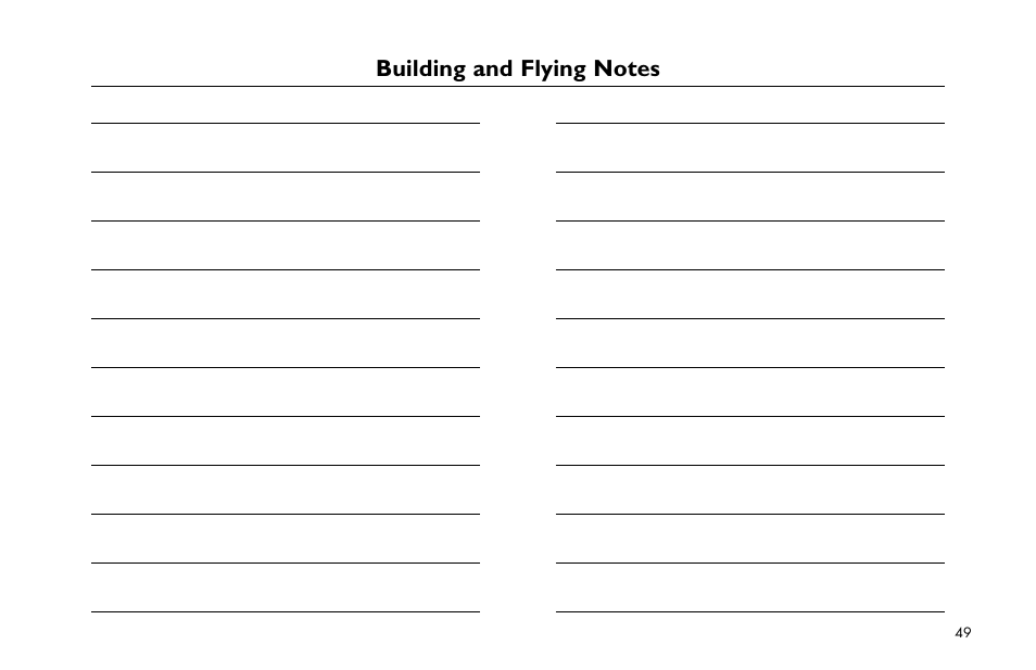 Building and flying notes, Building.and.flying.notes | E-flite Mini Funtana X ARF User Manual | Page 49 / 52