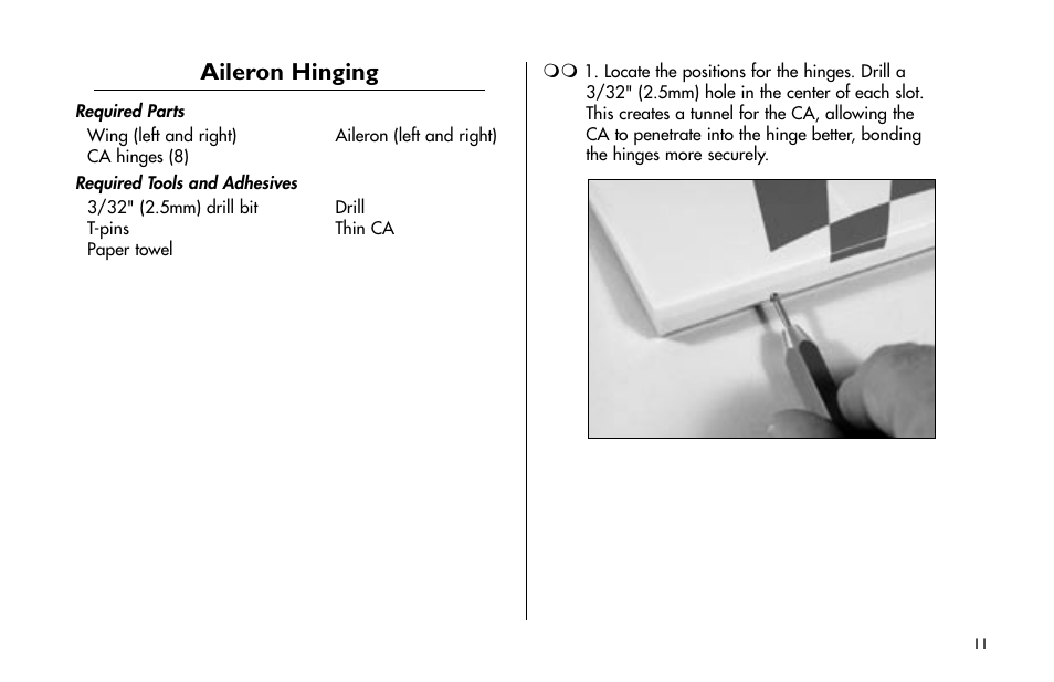 Aileron hinging | E-flite Mini Funtana 3D EP ARF User Manual | Page 11 / 44