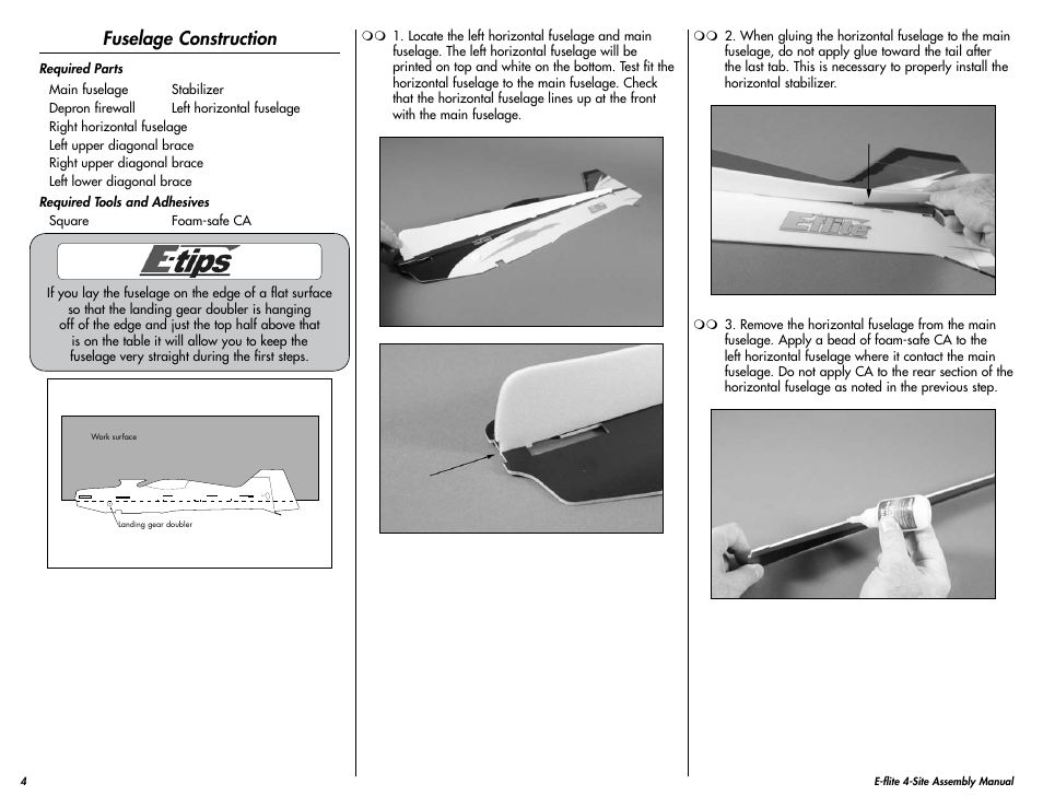 Fuselage construction | E-flite 4-Site F3P 250 ARF User Manual | Page 4 / 32