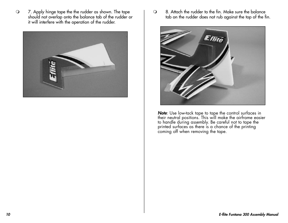 E-flite Funtana 300 ARF User Manual | Page 10 / 28