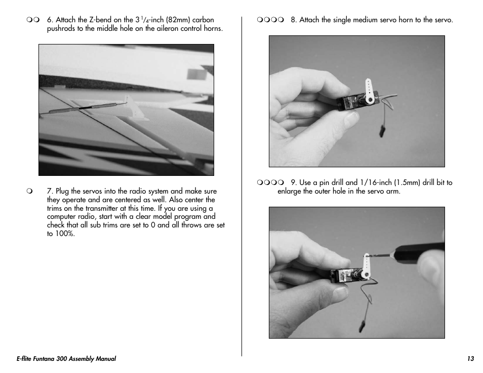 E-flite Funtana 300 ARF User Manual | Page 13 / 28