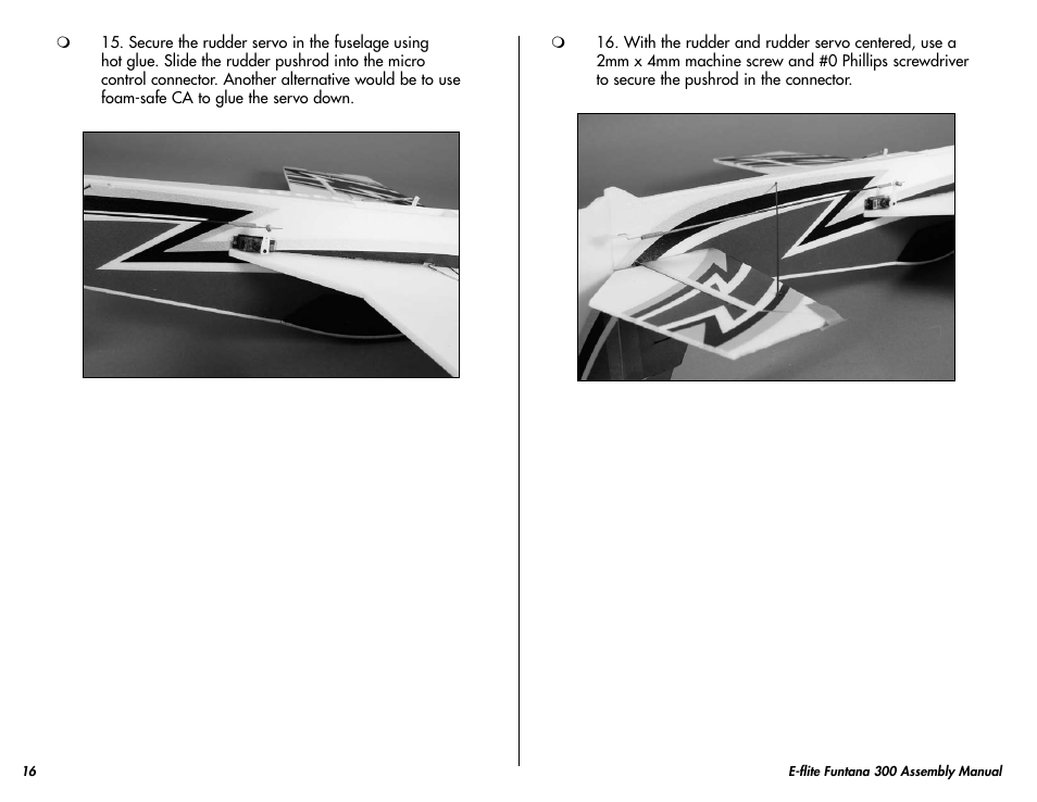 E-flite Funtana 300 ARF User Manual | Page 16 / 28