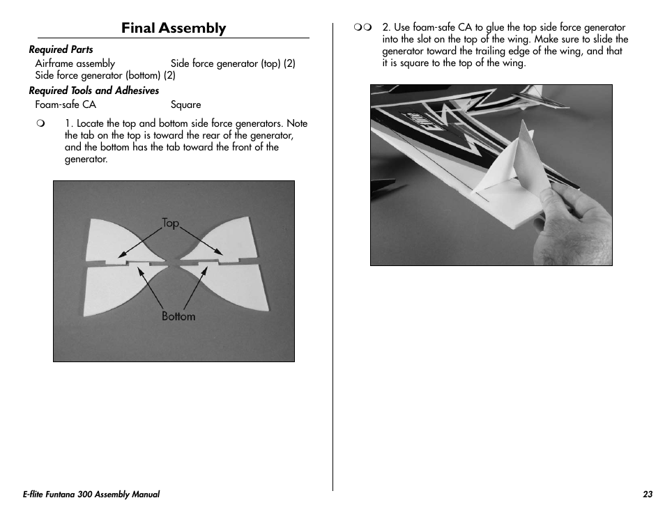 Final assembly | E-flite Funtana 300 ARF User Manual | Page 23 / 28