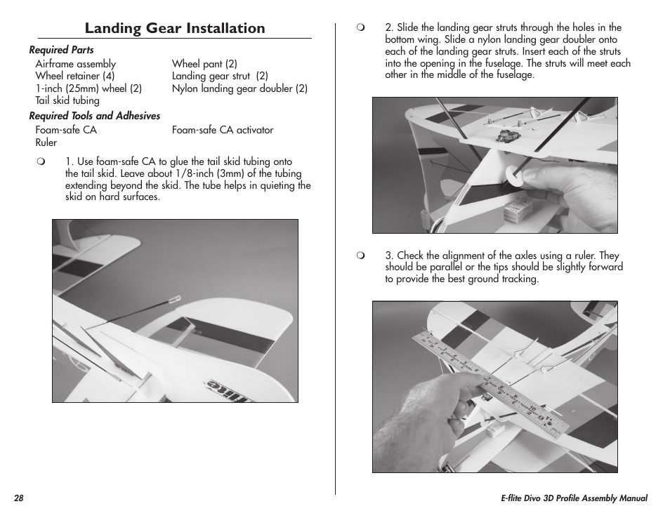 Landing gear installation | E-flite Divo 3D User Manual | Page 28 / 36