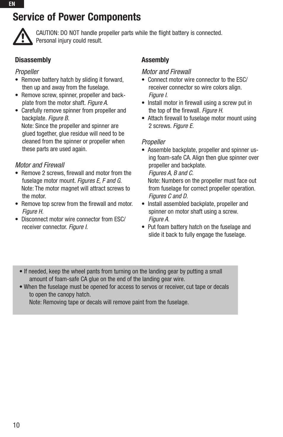 Service of power components | E-flite UMX Beast BNF User Manual | Page 10 / 60