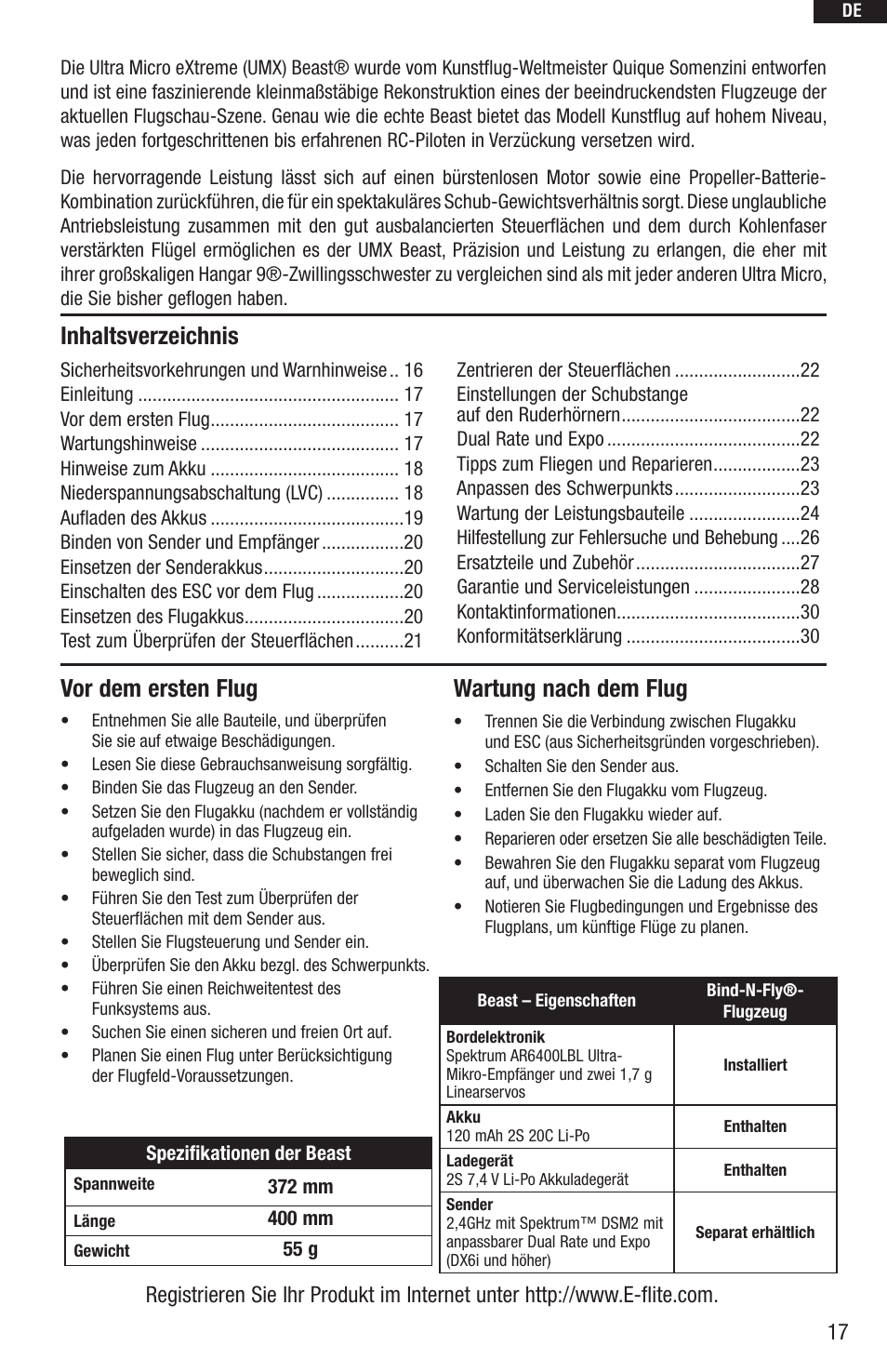 E-flite UMX Beast BNF User Manual | Page 17 / 60