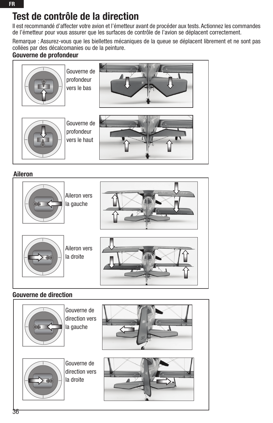 Test de contrôle de la direction | E-flite UMX Beast BNF User Manual | Page 36 / 60