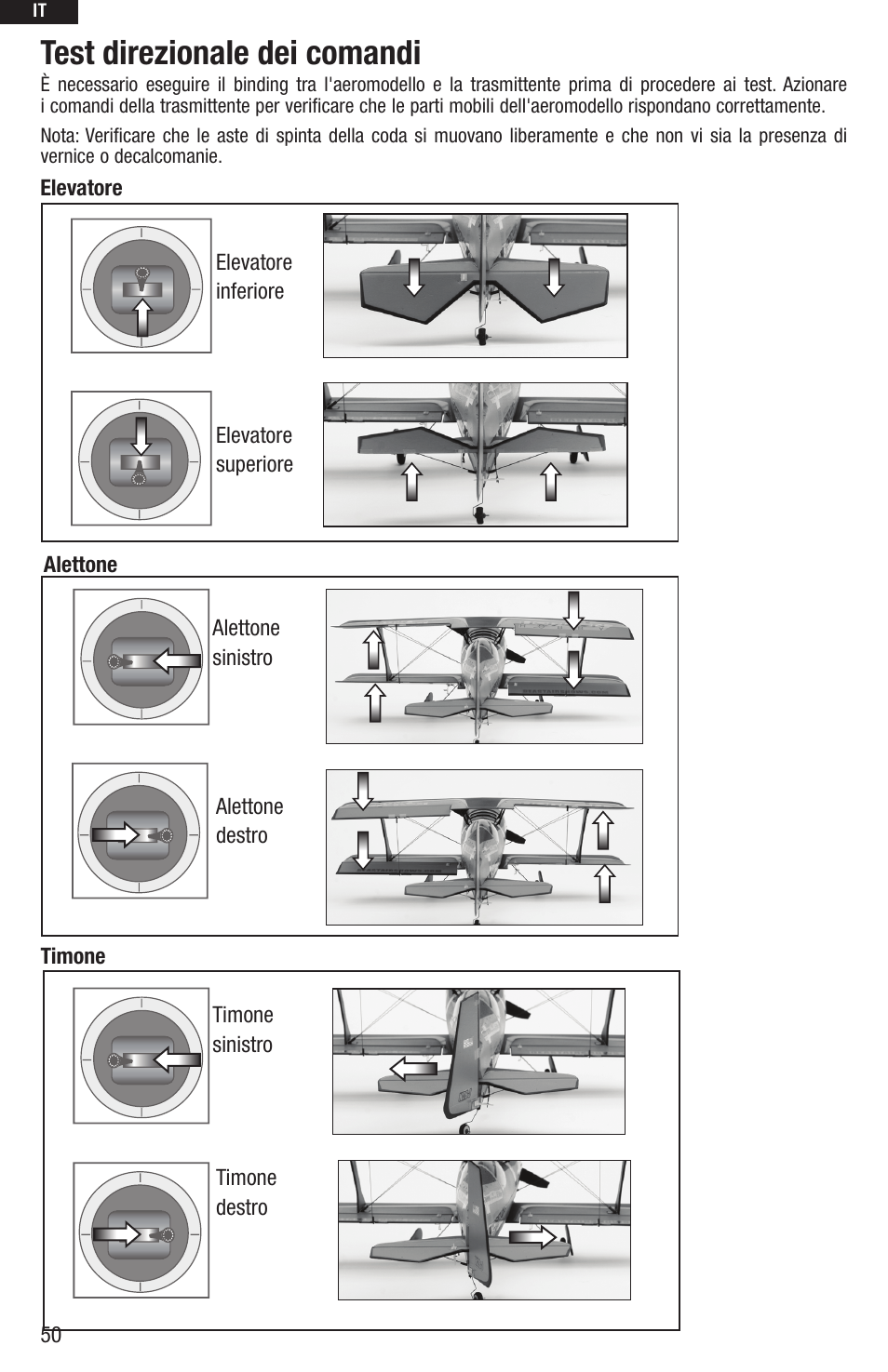 Test direzionale dei comandi | E-flite UMX Beast BNF User Manual | Page 50 / 60