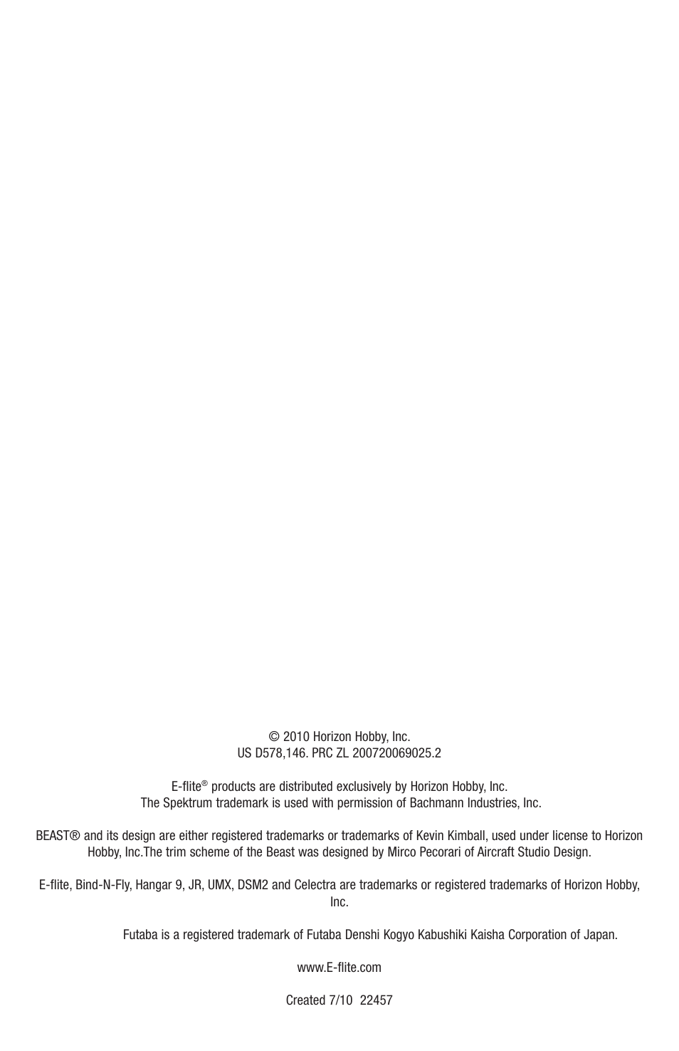 E-flite UMX Beast BNF User Manual | Page 60 / 60