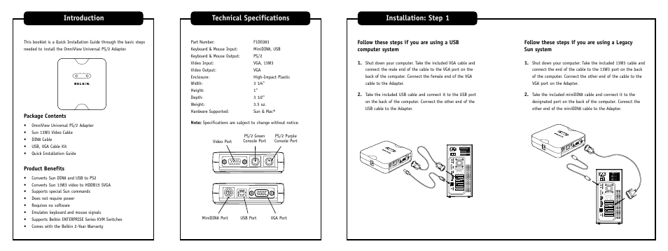 Belkin F1DE083 User Manual | 2 pages