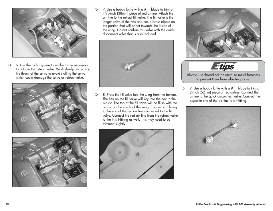 E-flite Beechcraft Staggerwing 480 ARF User Manual | Page 10 / 32