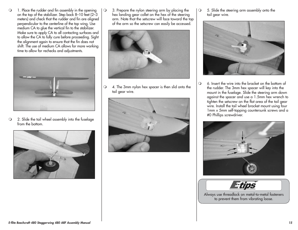 E-flite Beechcraft Staggerwing 480 ARF User Manual | Page 15 / 32