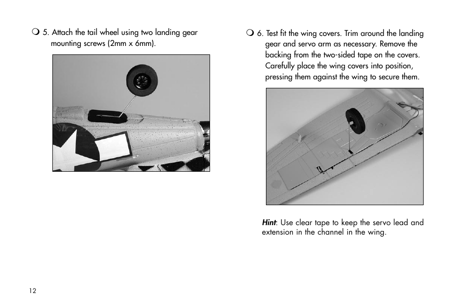 E-flite P-47D Thunderbolt 400 ARF User Manual | Page 12 / 48