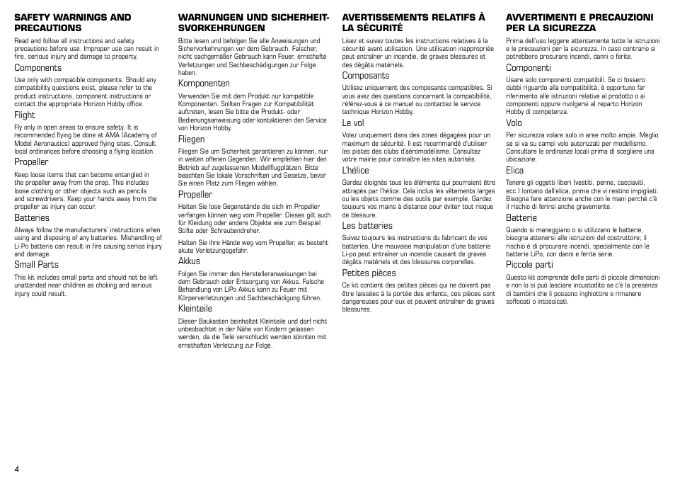 E-flite Albatros D.Va 25e ARF User Manual | Page 4 / 72