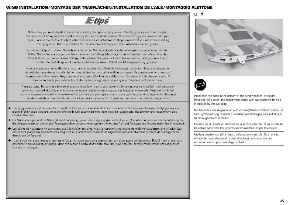 E-flite Albatros D.Va 25e ARF User Manual | Page 45 / 72