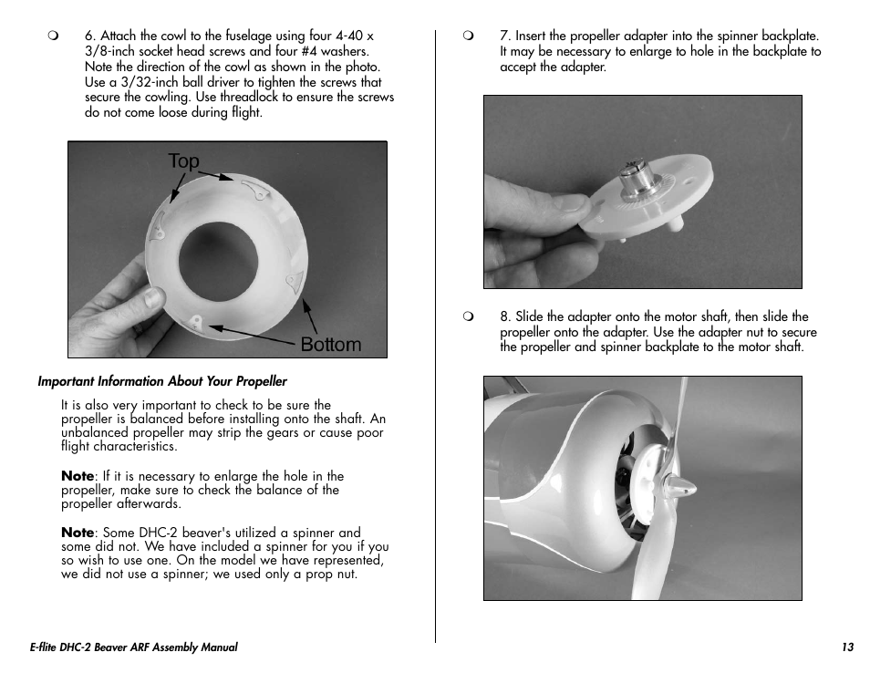 E-flite DHC-2 Beaver 25e ARF User Manual | Page 13 / 52