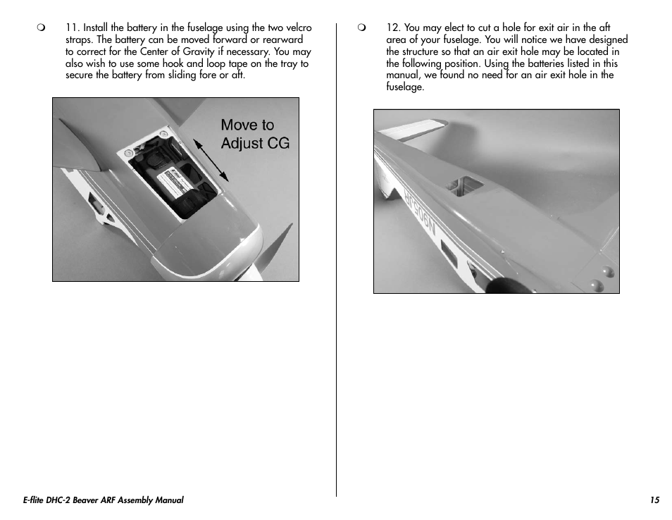 E-flite DHC-2 Beaver 25e ARF User Manual | Page 15 / 52