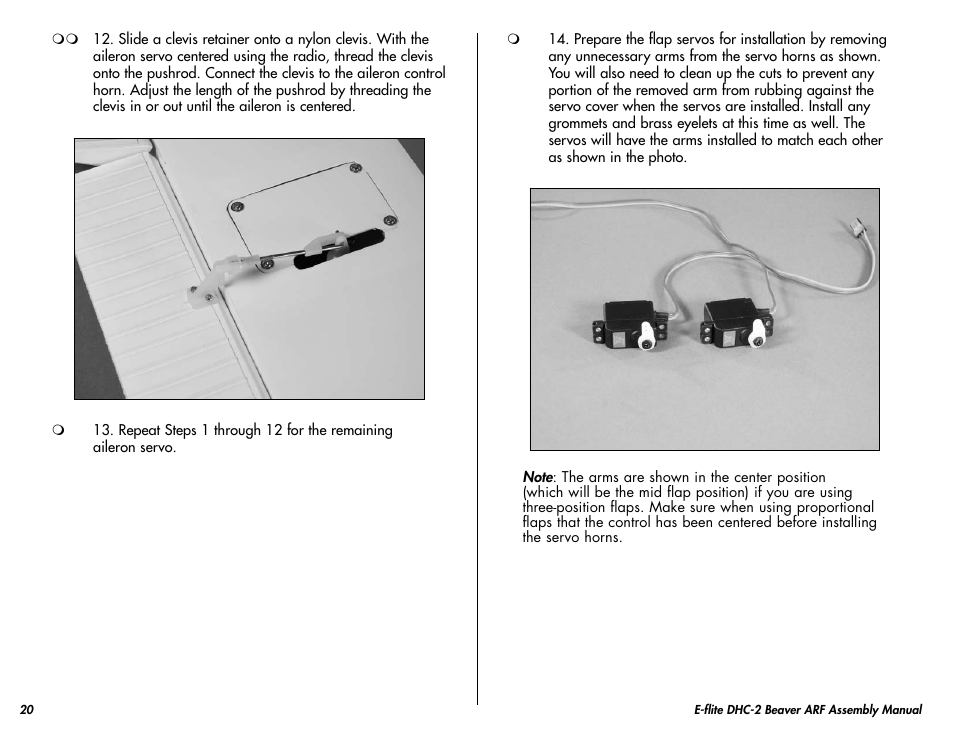 E-flite DHC-2 Beaver 25e ARF User Manual | Page 20 / 52