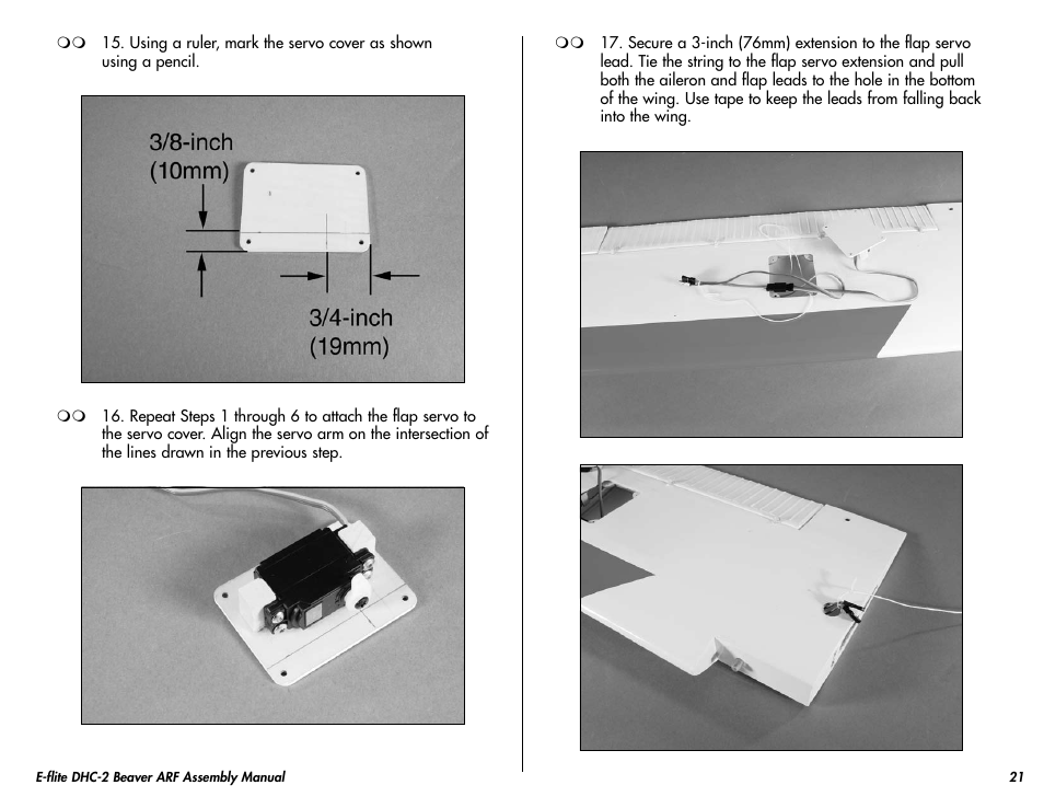 E-flite DHC-2 Beaver 25e ARF User Manual | Page 21 / 52
