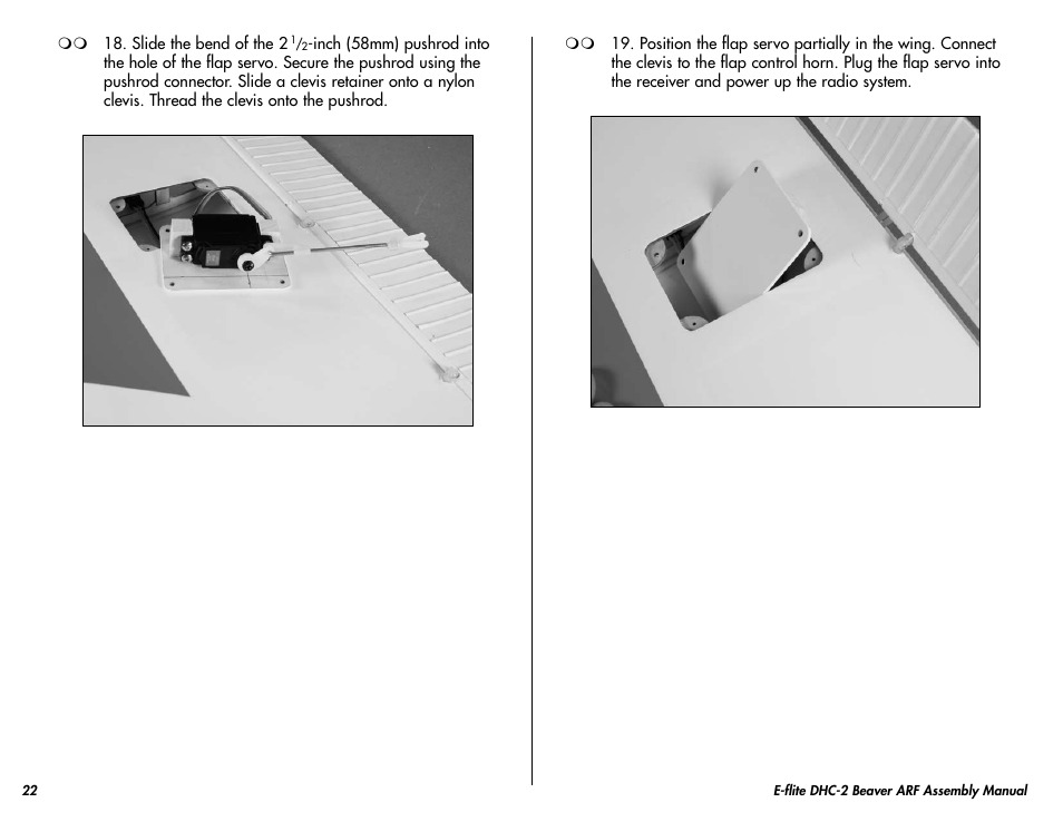 E-flite DHC-2 Beaver 25e ARF User Manual | Page 22 / 52