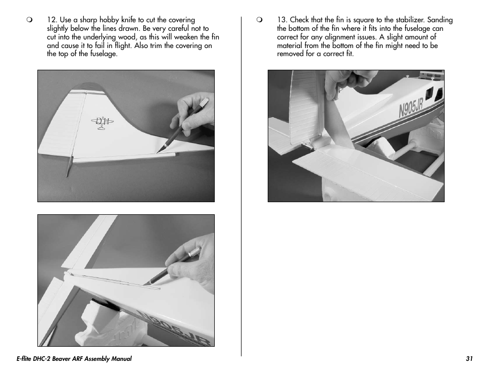 E-flite DHC-2 Beaver 25e ARF User Manual | Page 31 / 52