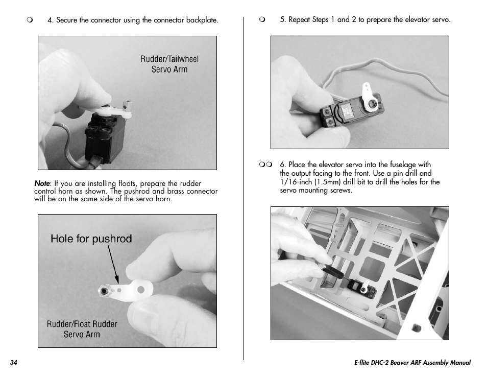 E-flite DHC-2 Beaver 25e ARF User Manual | Page 34 / 52