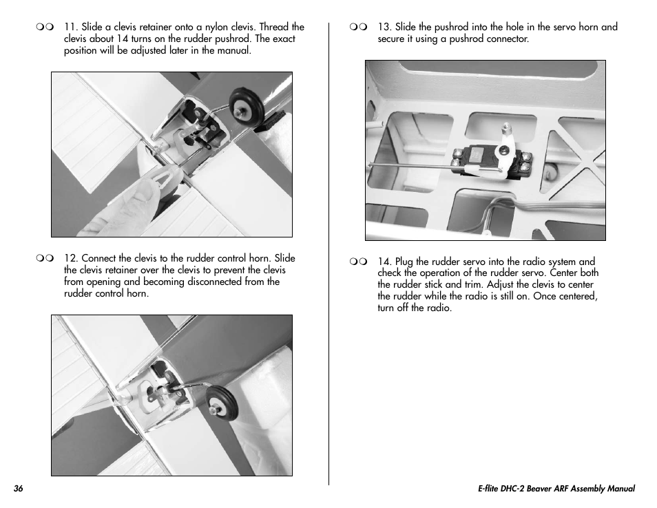 E-flite DHC-2 Beaver 25e ARF User Manual | Page 36 / 52