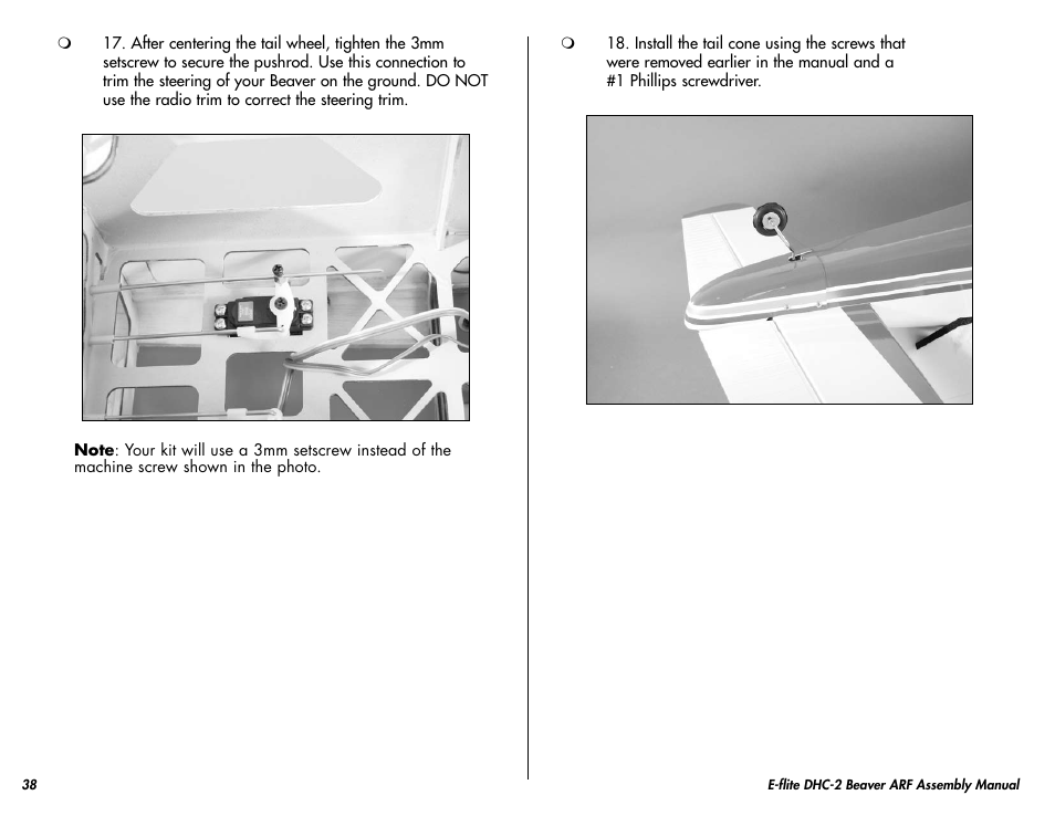 E-flite DHC-2 Beaver 25e ARF User Manual | Page 38 / 52