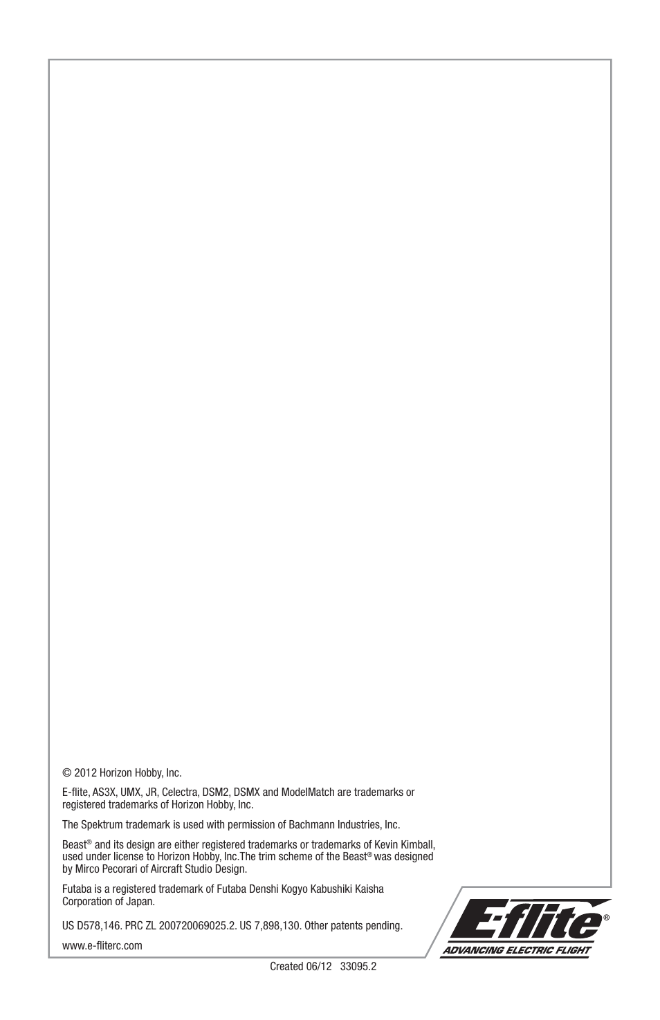 E-flite UMX Beast 3D BNF Basic User Manual | Page 19 / 19