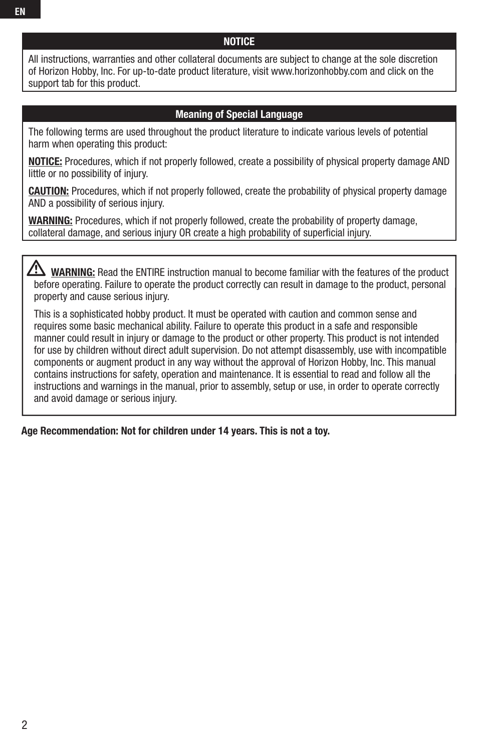 E-flite UMX Beast 3D BNF Basic User Manual | Page 2 / 19