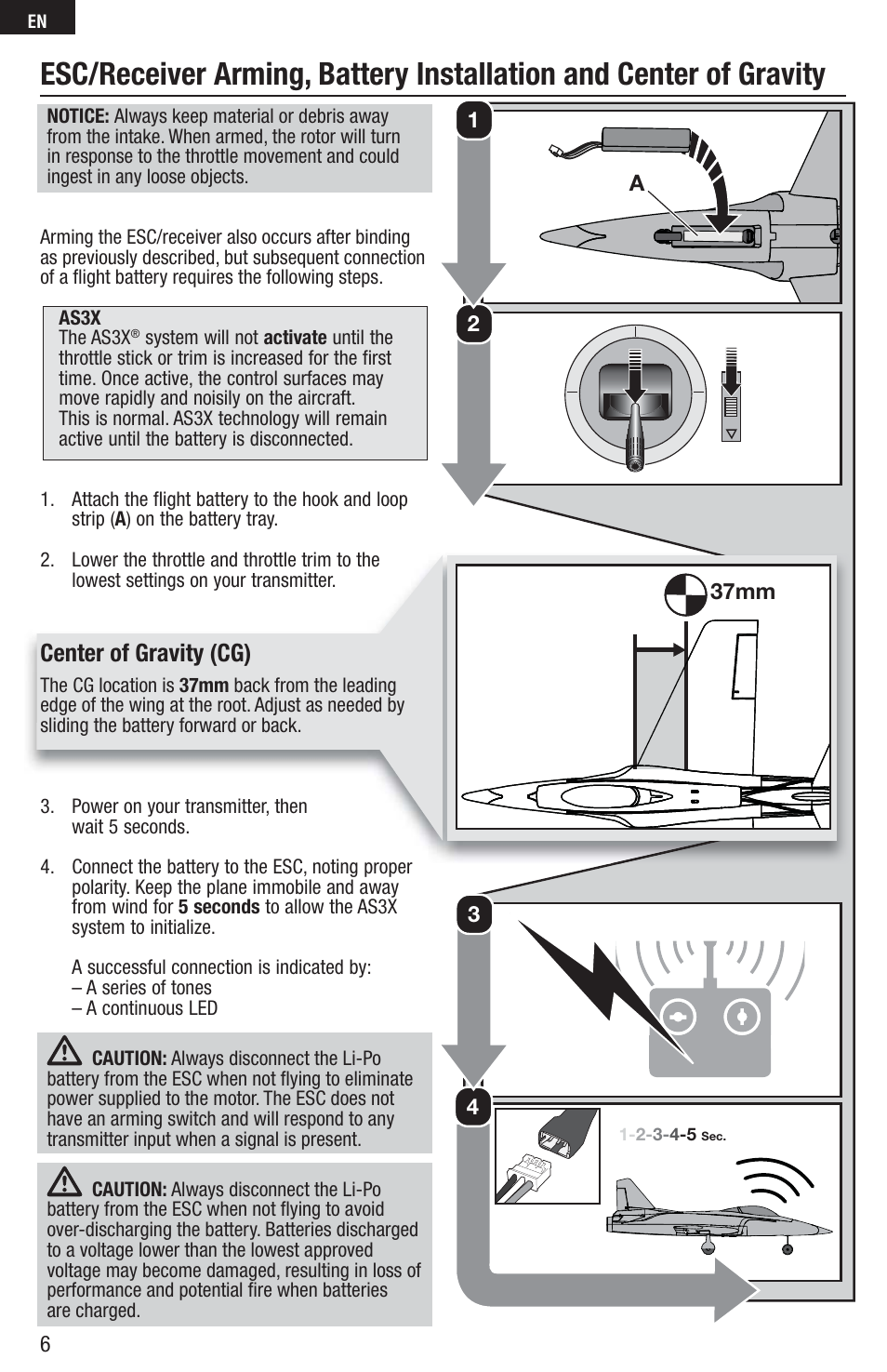Center of gravity (cg) | E-flite UMX Habu 180 DF BNF Basic with AS3X Technology User Manual | Page 6 / 18