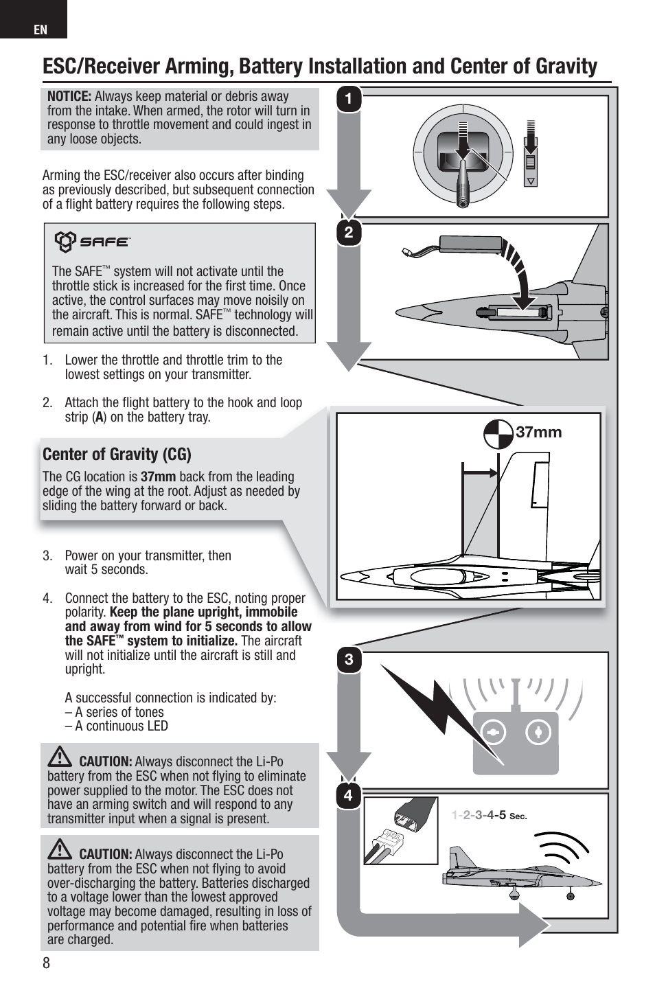 Center of gravity (cg) | E-flite UMX Habu S DF180m BNF User Manual | Page 8 / 19