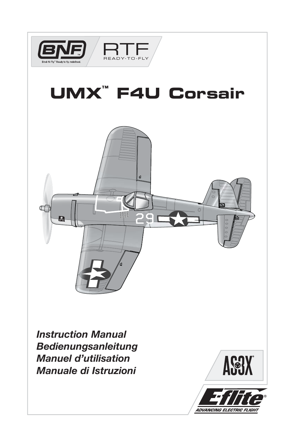 E-flite UMX F4U Corsair RTF with AS3X User Manual | 22 pages