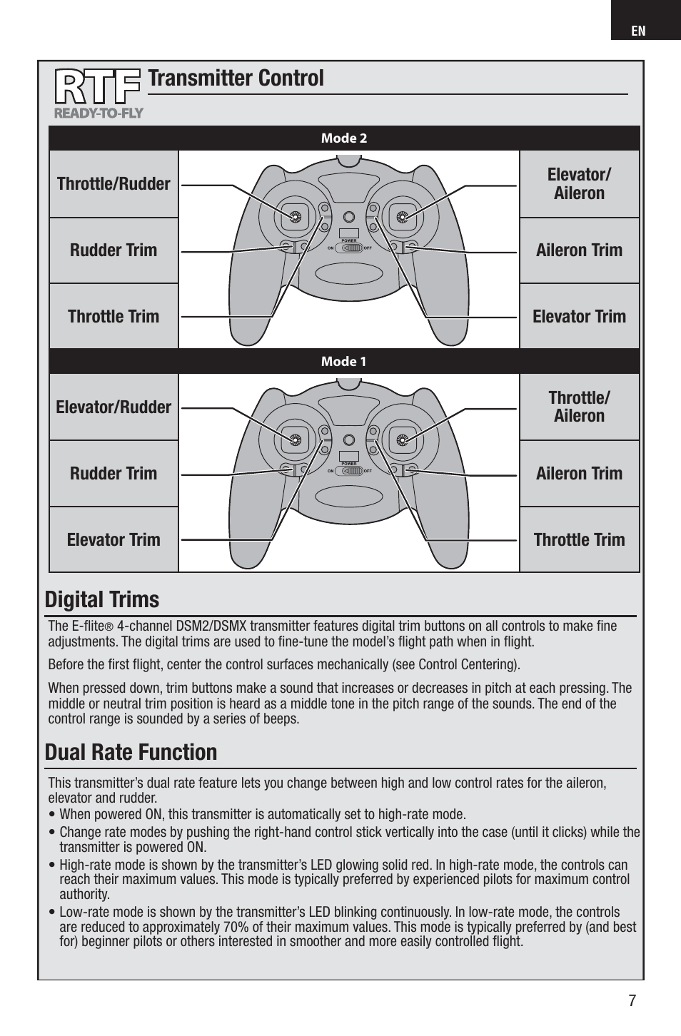 E-flite UMX F4U Corsair RTF with AS3X User Manual | Page 7 / 22