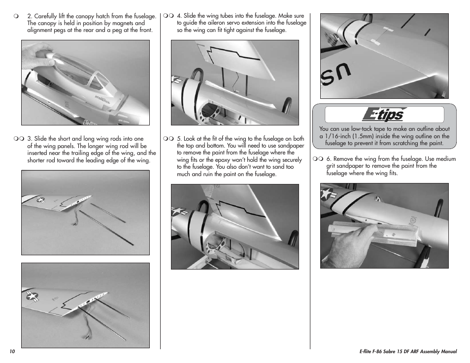 E-flite F-86 Sabre 15 DF ARF User Manual | Page 10 / 44