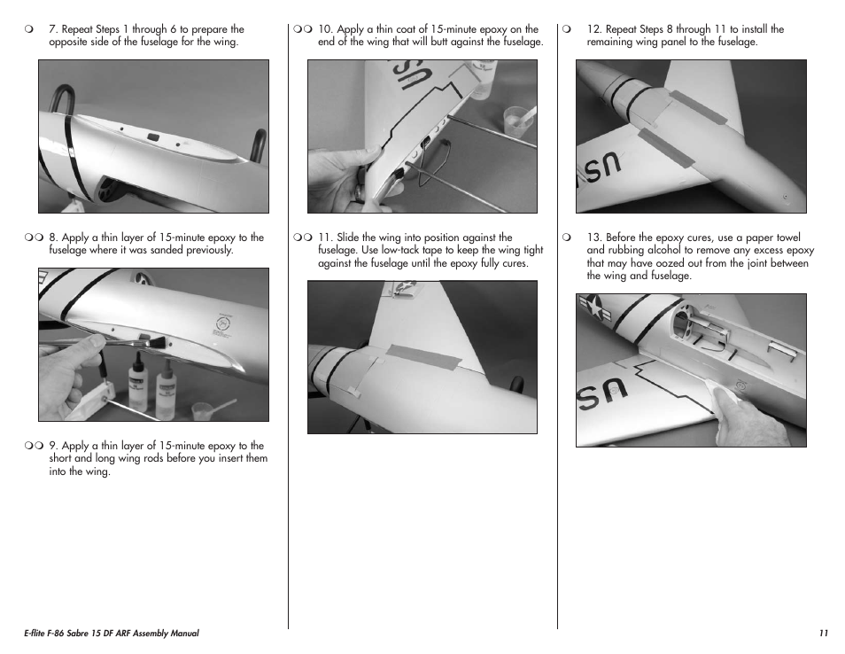 E-flite F-86 Sabre 15 DF ARF User Manual | Page 11 / 44