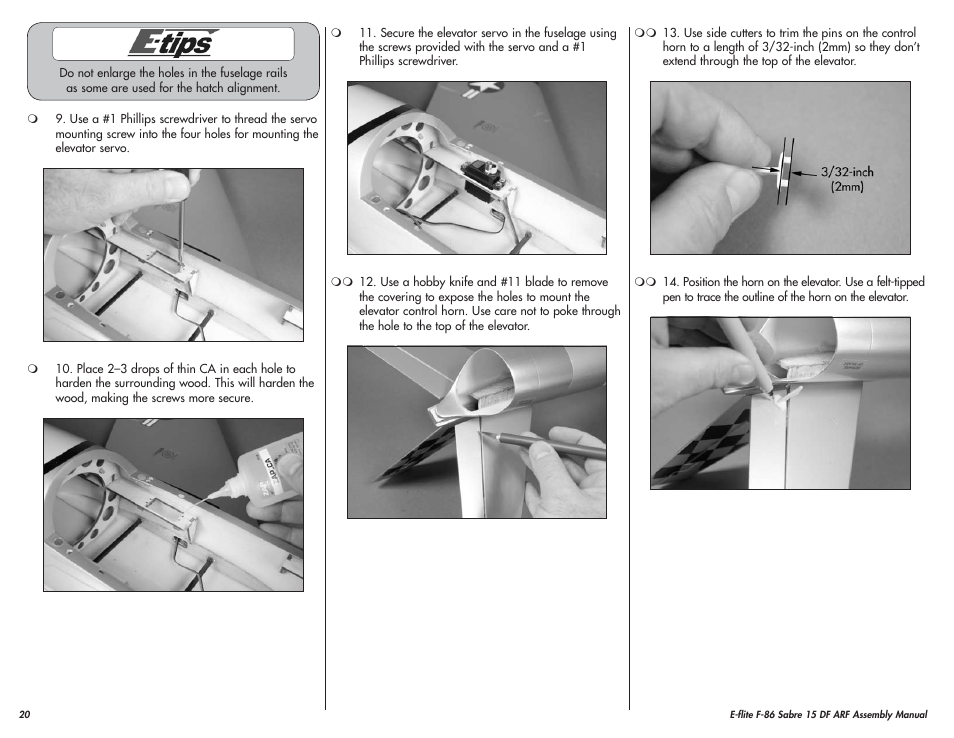 E-flite F-86 Sabre 15 DF ARF User Manual | Page 20 / 44