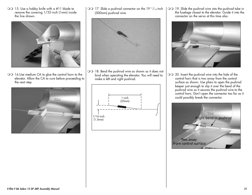 E-flite F-86 Sabre 15 DF ARF User Manual | Page 21 / 44