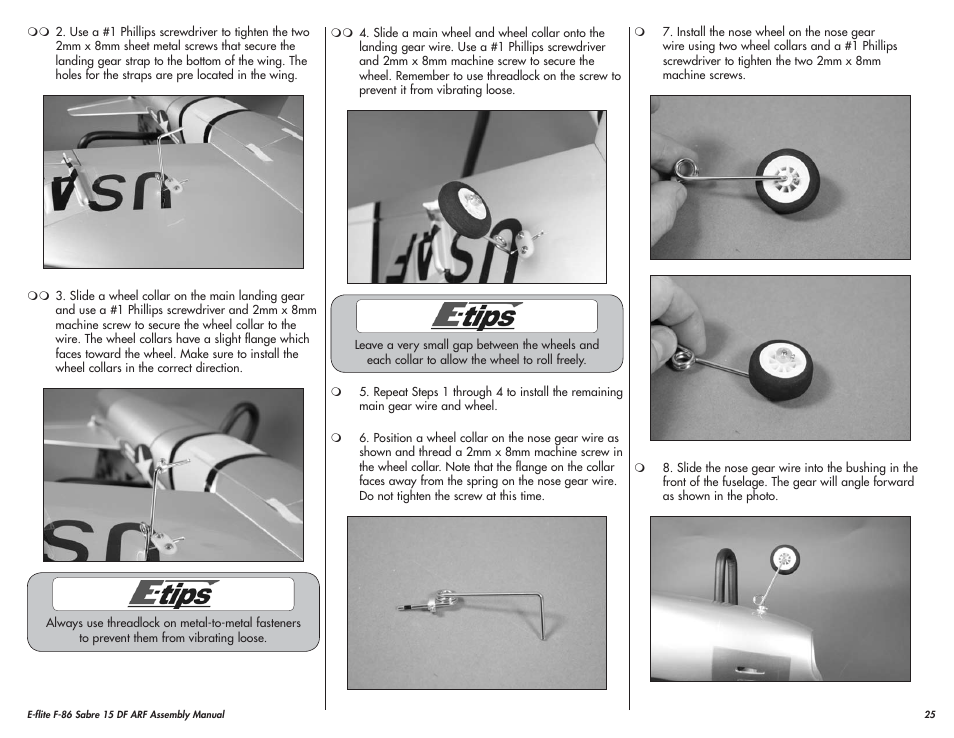 E-flite F-86 Sabre 15 DF ARF User Manual | Page 25 / 44